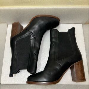 Ted Baker Daphnia Black Leather Chelsea Boots Block Heels Size 39/ US 8-8 1/2